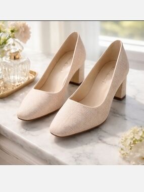 Karen Scott Tweed Heels Light Beige Cream Natural Size 6M